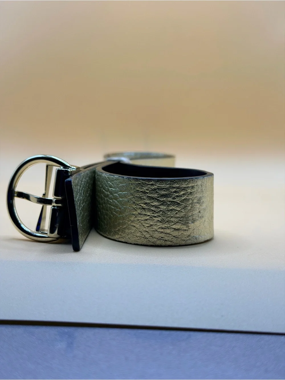 kate spade Gold Metallic Leather Belt with Bow Buckle